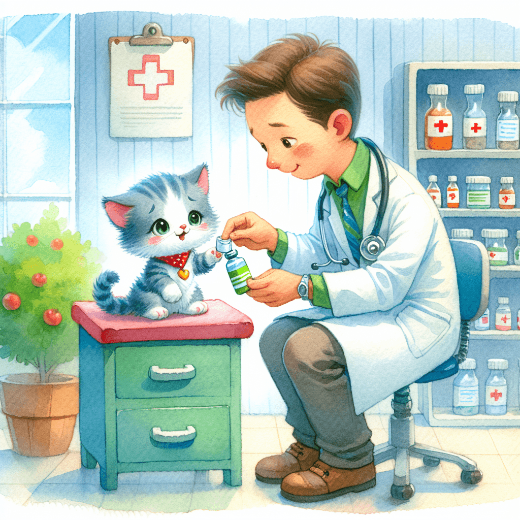 小猫生病勇敢看医生吃药